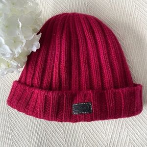 Coach Red Beanie, Soft Knit Winter Hat